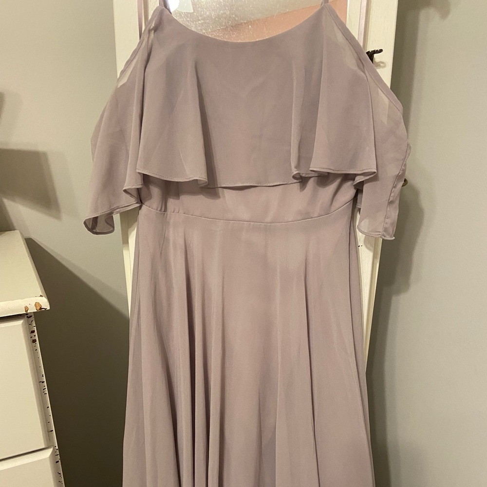 Morning Lavender Small Grey Maxi Bridesmaid Dress
